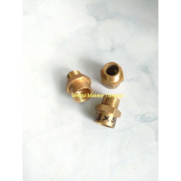 3/8&quot; x 3/8&quot; Nepel Sokran Sok Kran Kuningan Drat Derat Dalam Luar 3/8
