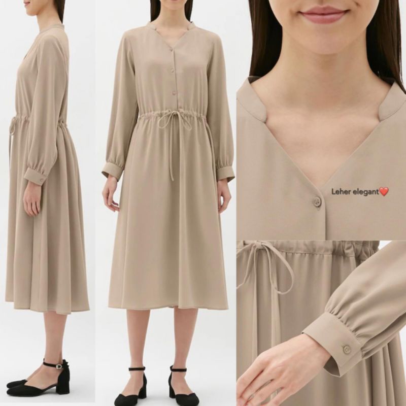 GU by UNIQ ruched  waist long shirt dress