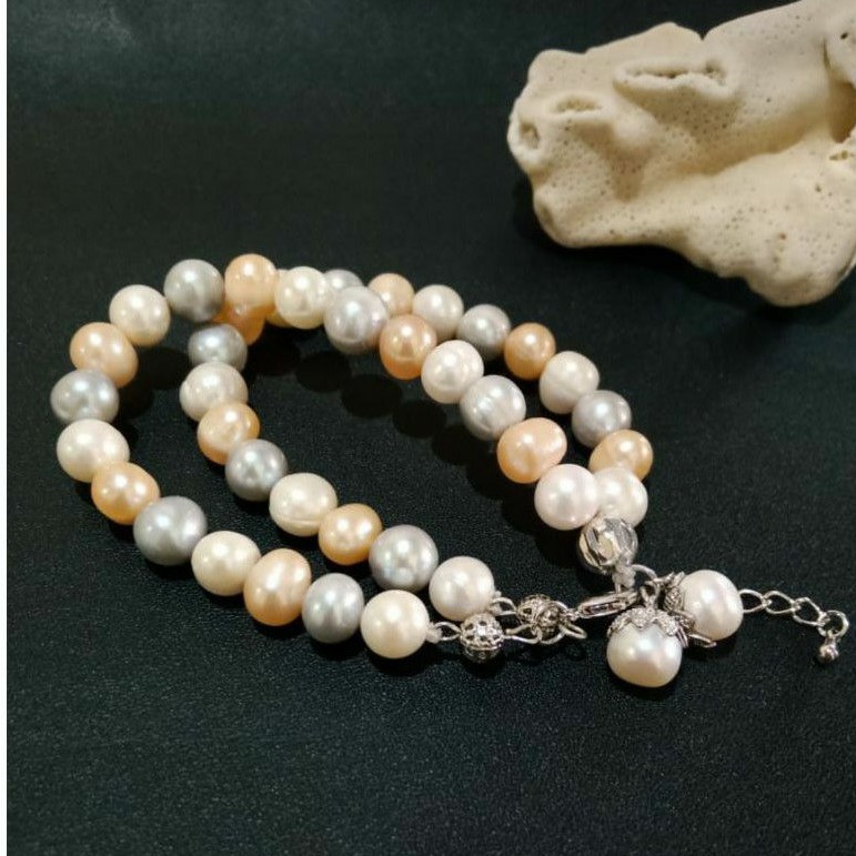 B#24 GELANG FULL MUTIARA AIR TAWAR LOMBOK ASLI 2 renteng