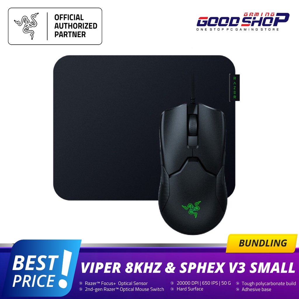 Razer Viper 8KHz &amp; Razer Sphex V3 Small – Gaming Mouse &amp; Mat Bundle