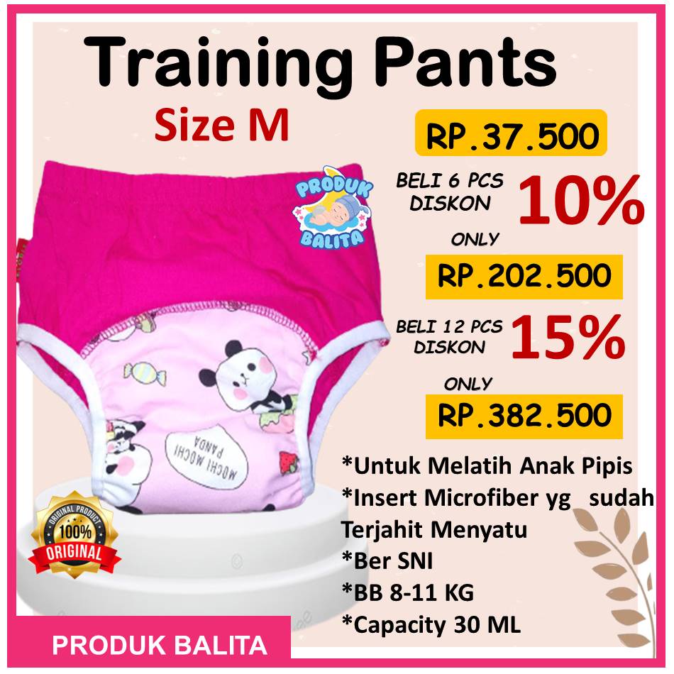 Training Pants Anak Bayi Pipis Cloth Diaper Cover Clodi Bayi Celana Dalam Popok Latihan Pipis Murah Ukuran M BB 8-11Kg