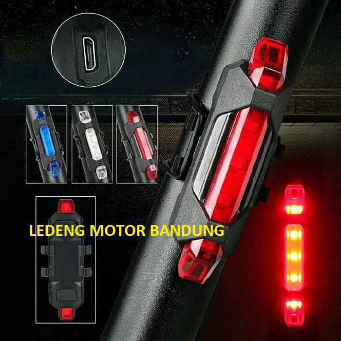 Lampu Belakang Sepeda Led Tail Light Rechargeable Micro USB Waterproof