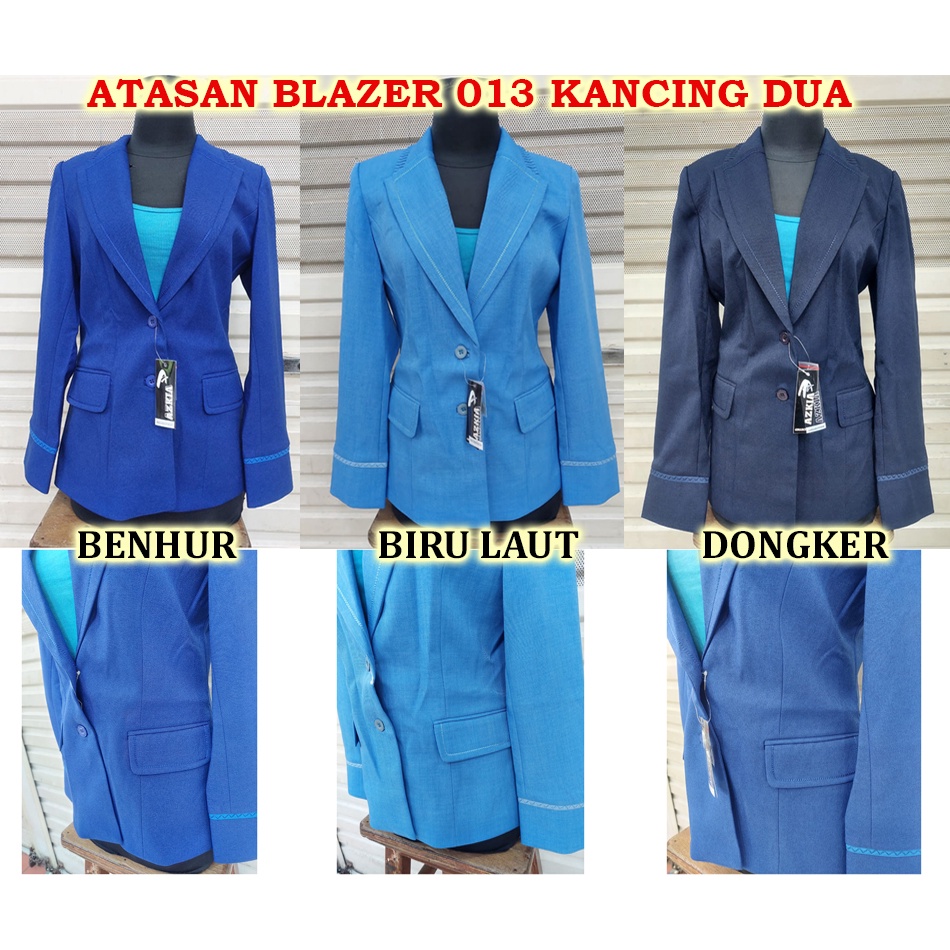 Atasan blazer kancing dua krah jas kode 013 warna benhur-biru laut-dongker