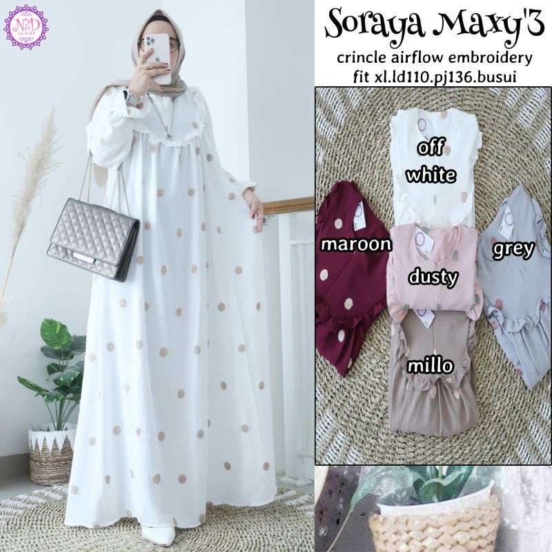 SORAYA MAXY GAMIS BUSUI BAHAN CRINCLE ORIGINAL PRODUK BY N&amp;D