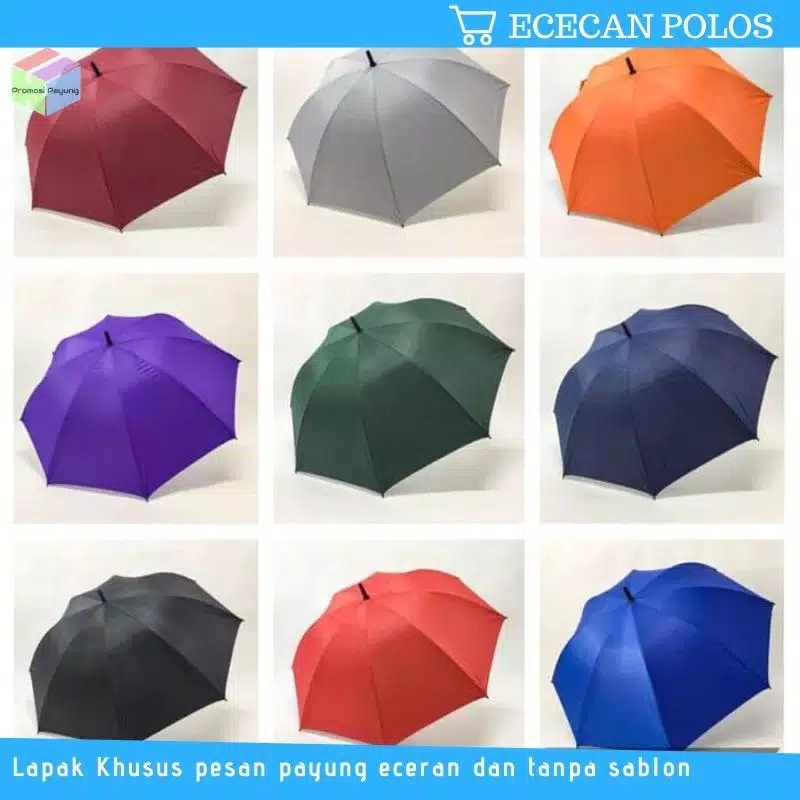 [polos] Payung Standar Gagang J Sarung Kain Lapis Silver - Orange