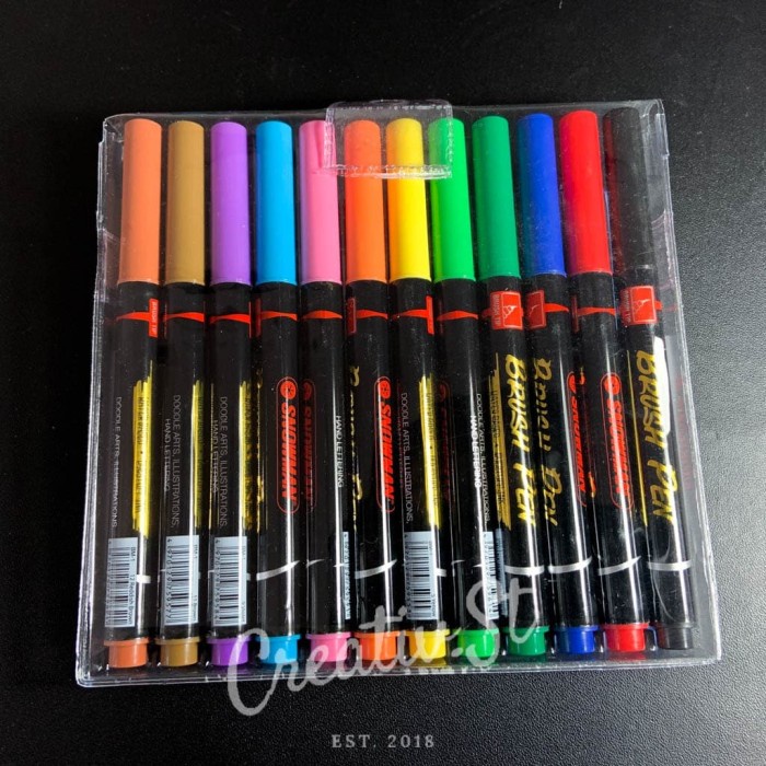 kaligrafi-perlengkapan- brush pen / spidol kaligrafi snowman set 6 12 24 36 + plastik - set 6