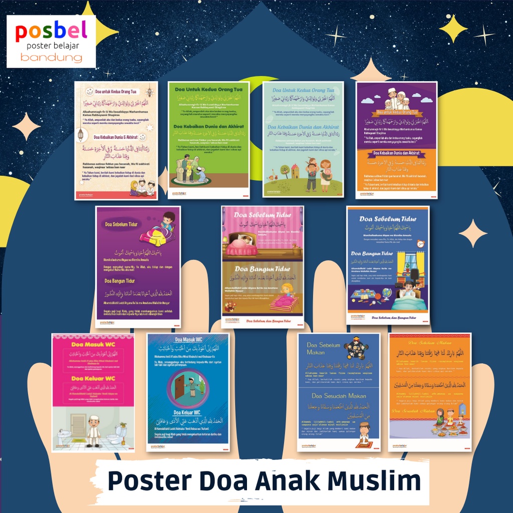 Poster Doa Sehari-hari, Posbel  Edukasi  seri Belajar Doa Harian Anak Muslim