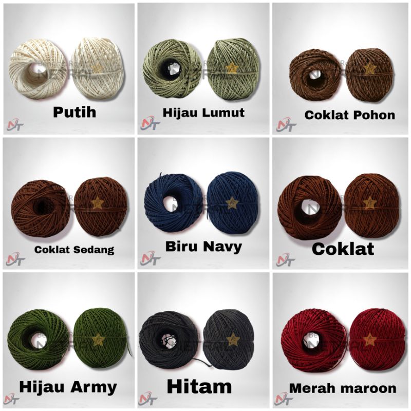 BENANG RAJUT POLY KILAP / POLY DOP / POLIESTER / MERK NETRAL BISA CAMPUR WARNA HARGA 1 PAK( ISI 10PCS )