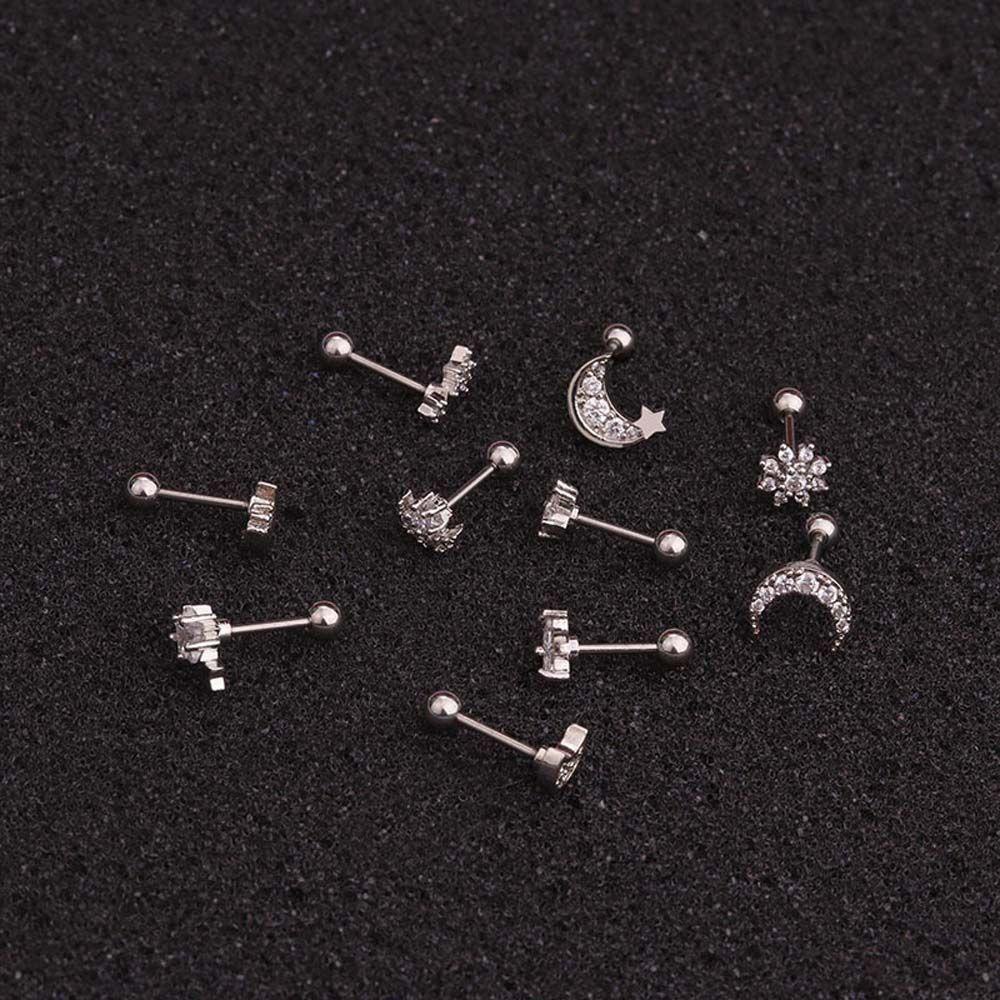 NEEDWAY Needway Stud Earrings Pesta Fashion Sederhana Wanita Pernikahan Bintang Perempuan Gadis Zirkon Menjuntai Anting-Anting