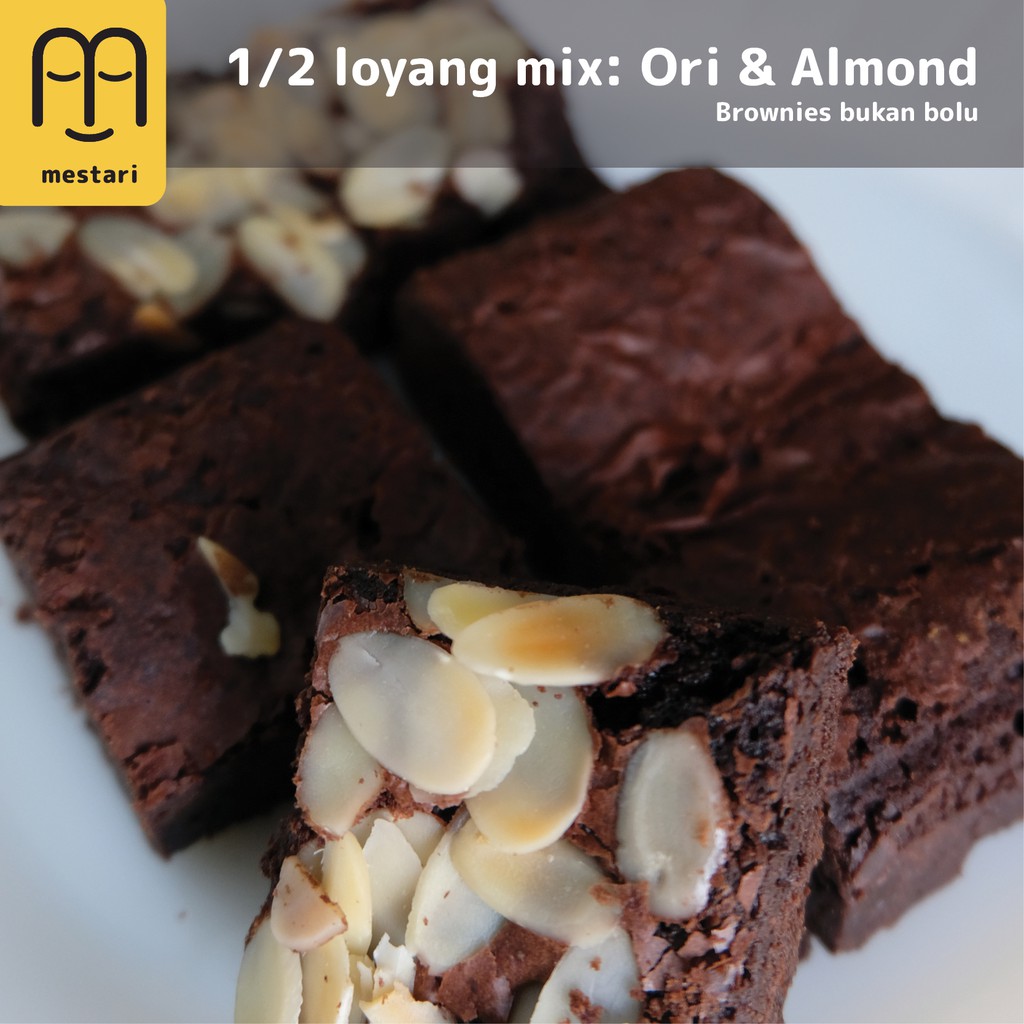 

BROWNIES MIX 2 RASA ORIGINAL ALMOND 1/2 LOYANG Mestari Brownies Bukan Bolu