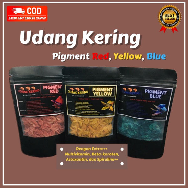 Udang kering Magot BSF GRADE A++ Pigment  Yellow Blue Red Pakan Ikan Predator Chaanna bukan el barca feed