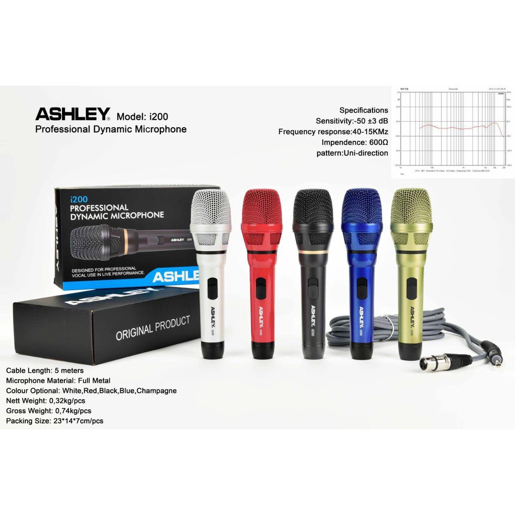 Microphone Cable Mic Kabel ASHLEY i200 ORIGINAL