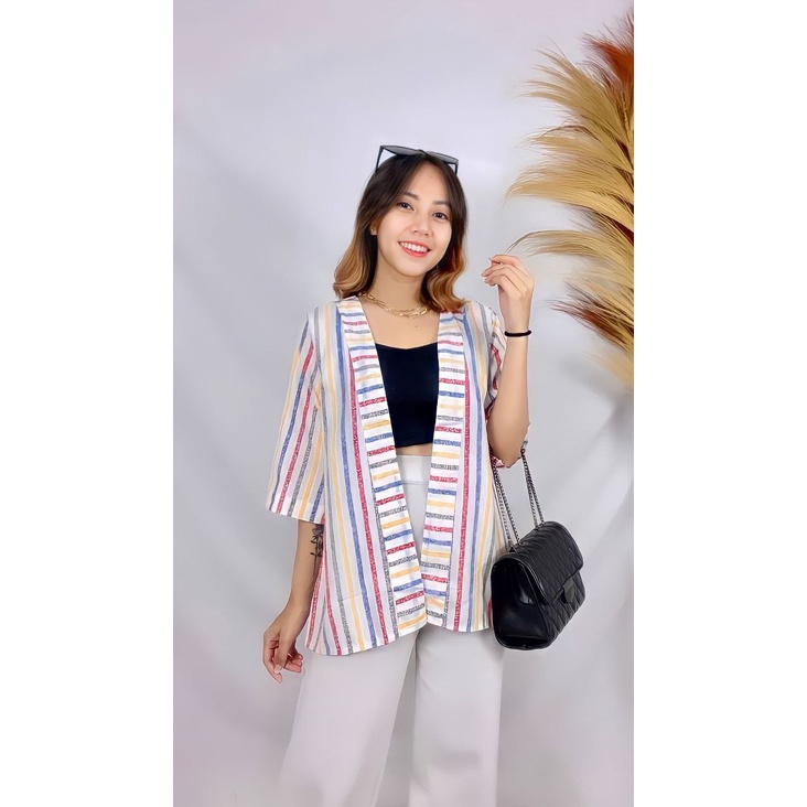 Tq88indonesia Baju Atasan  Wanita Terbaru /  Blouse RICHEL / Outer Salur  / Busana Santai  Cewek / Ootd / Outfit