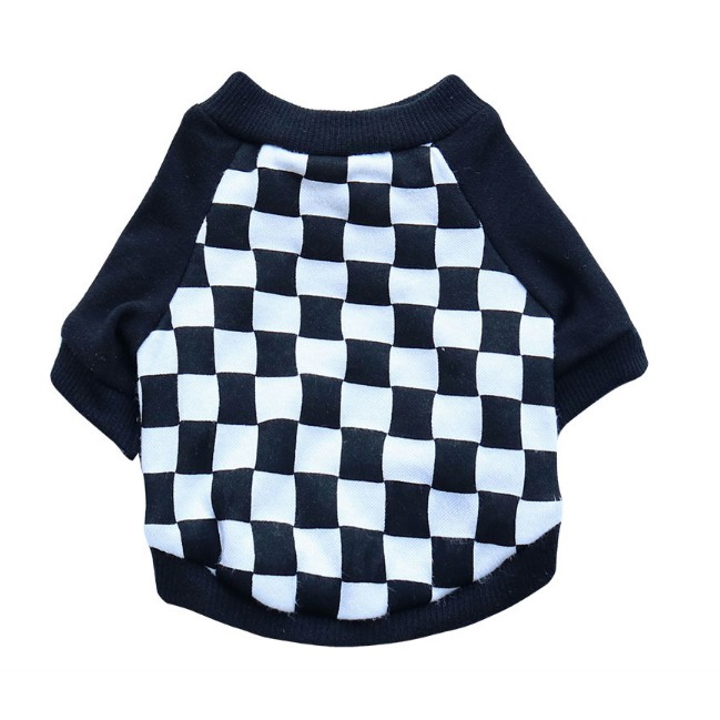 Baju Pet Anjing Kucing Motif CATUR HITAM PUTIH Tebal Hoodie Sweater Empuk Doggy Puppy Kucing Kecil