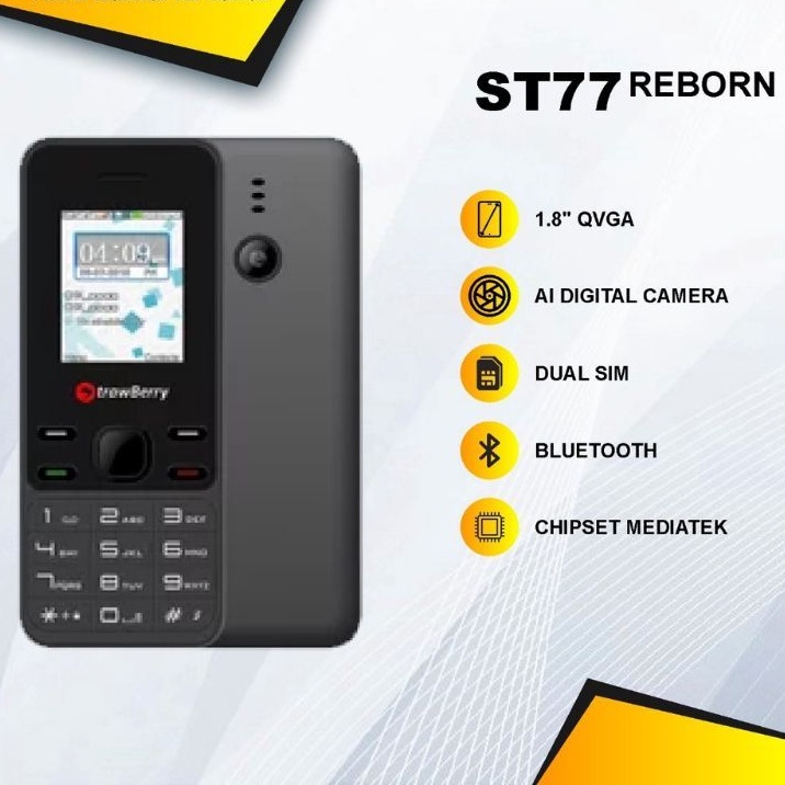 HP STRAWBERRY MURAH ST 77 ST77 NEW REBORN BARU GARANSI RESMI FREE BOX CHARGER BATRAY PACKING AMAN