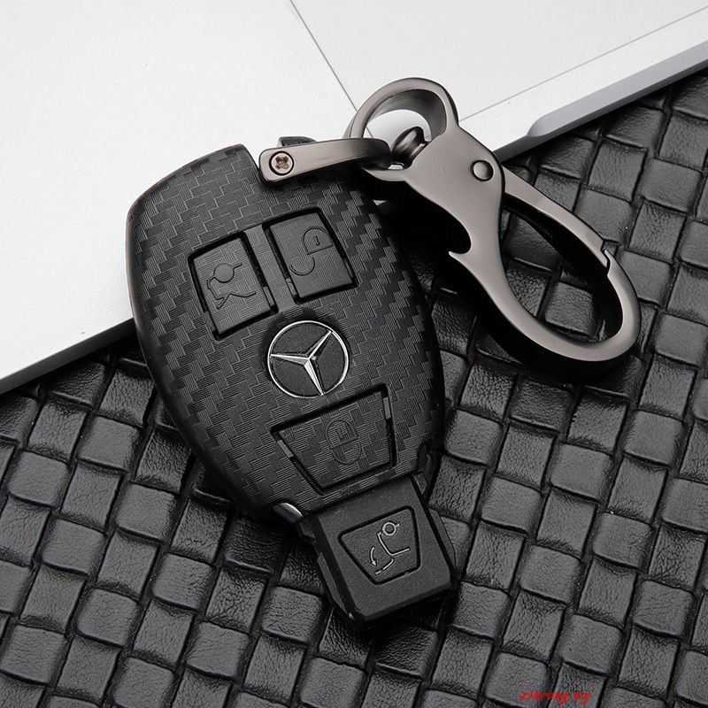 Case Kunci Mobil Untuk Mercedes Benz E Class E200 E260 E300 E320 Carbon Fiber Gantungan Kunci Holder Fob Shell