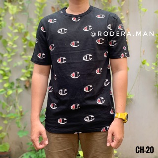  Kaos  Champion  Life Men Heritage Tee All Over Logo Original  
