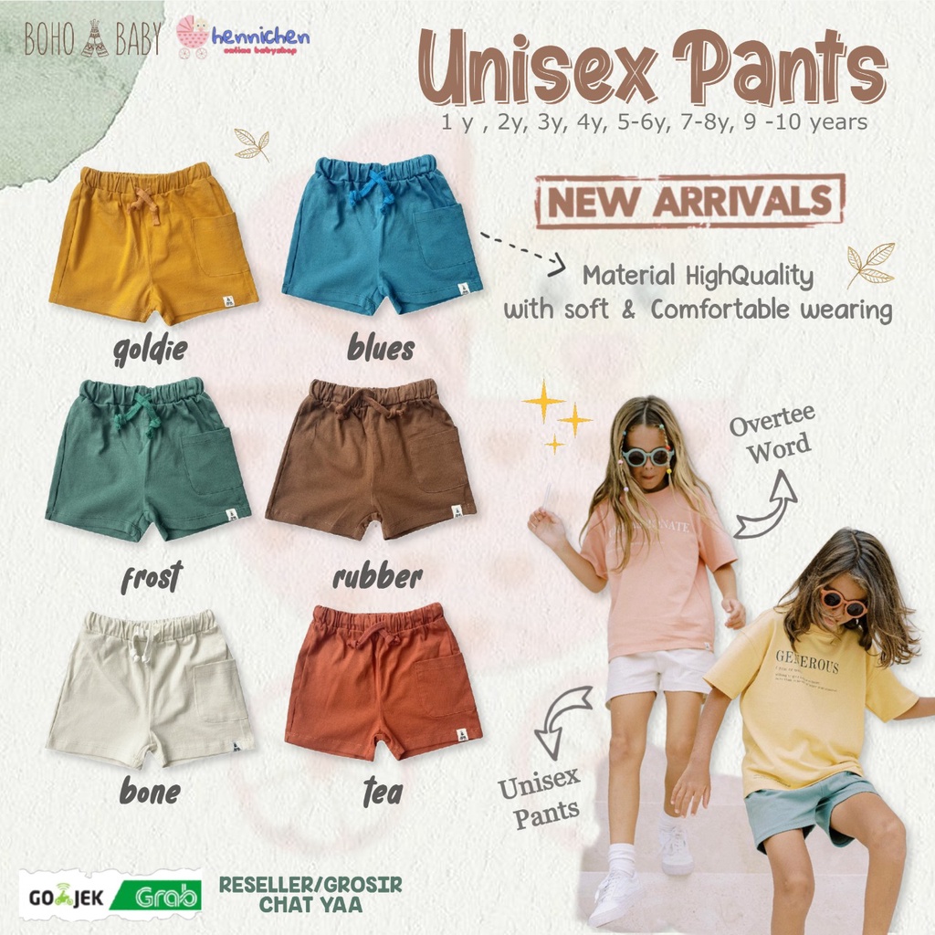 BOHOPANNA UNISEX PANTS CELANA PENDEK ANAK CELANA ANAK BOHOBABY 1 - 10 TAHUN CELANA ANAK FASHION RUMAH BOY GIRL UNISEX