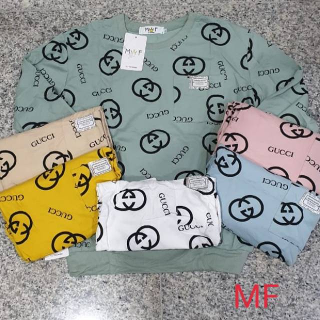 Kaos Wanita XL Fullprint MF Import Lengan Panjang Ukuran Standar