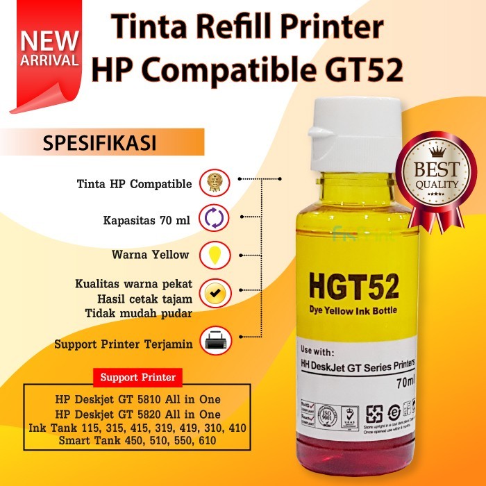 Tinta Compatible GT51 GT52 refill cartridge Printer HP 680 678 802 682