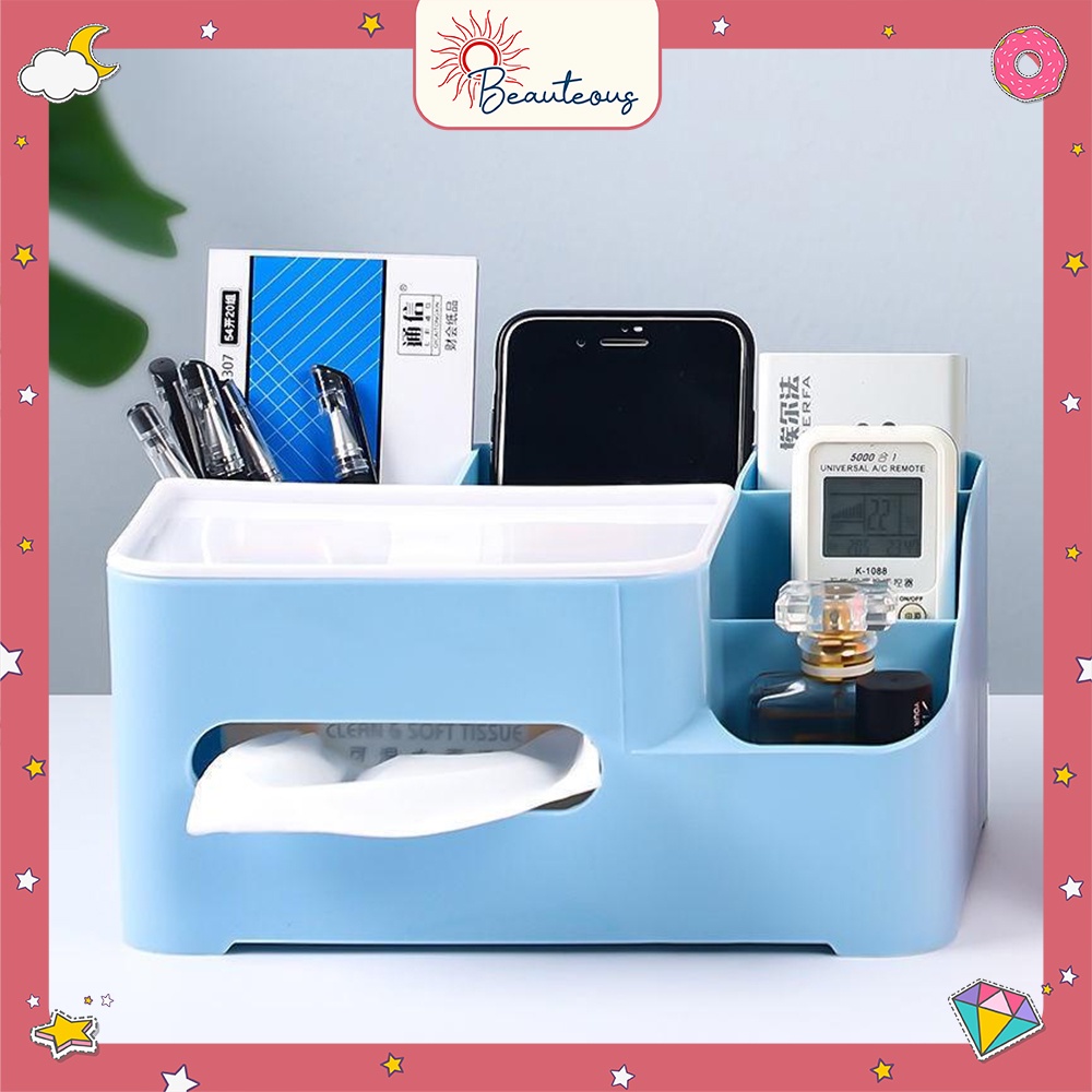 Kotak Tissue Tempat Kosmetik Tempat Penyimpanan Pensil Tisu Alat Tulis Storage Box Serbaguna