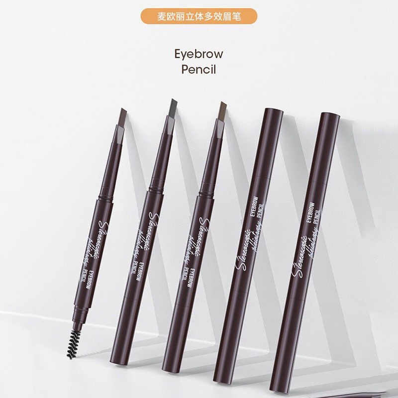 2 in 1 Pensil Alis Anti Air Putar Otomatis Eyebrow Pencil dengan Sikat Alis