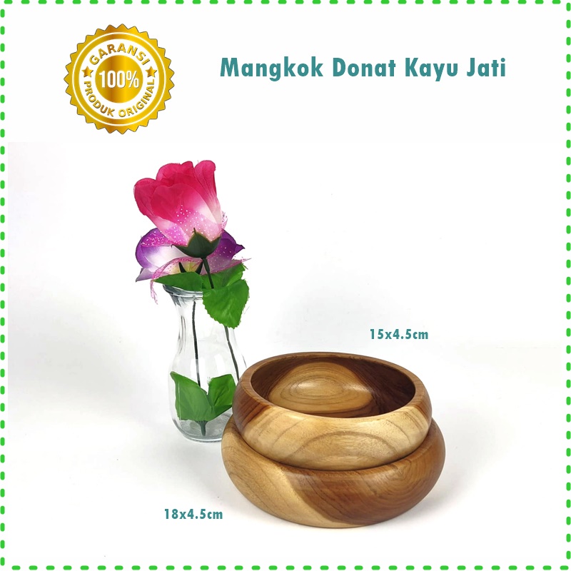 Mangkok Donat Bulat Kayu Jati