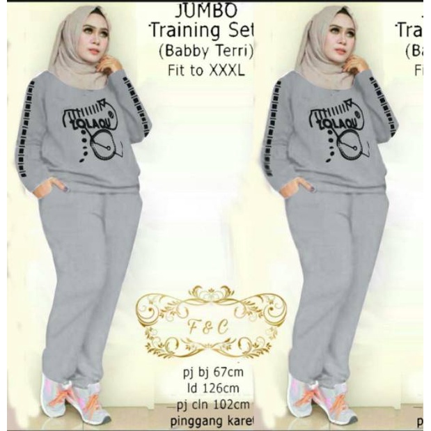 ZUMBO SETELAN BAJU WANITA (XXXL - JUMBO) ONE SET 2IN1 KAOS BLOUSE CELANA BABYTERRY DEWASA JUMBO TERB
