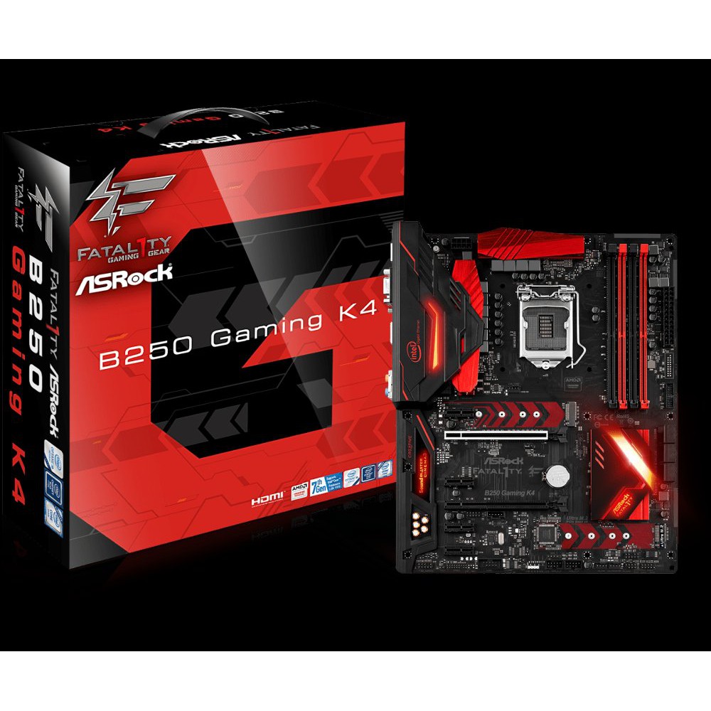 MOTHERBOARD ASROCK B250 GAMING K4 FATAL1TY 6 SLOT PCI-E Terbaik