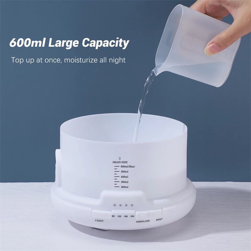 600ML Humidifier Diffuser Air Purifier Aromaterapy Essential oil Difuser + Remote+Free 2 Oil Essential