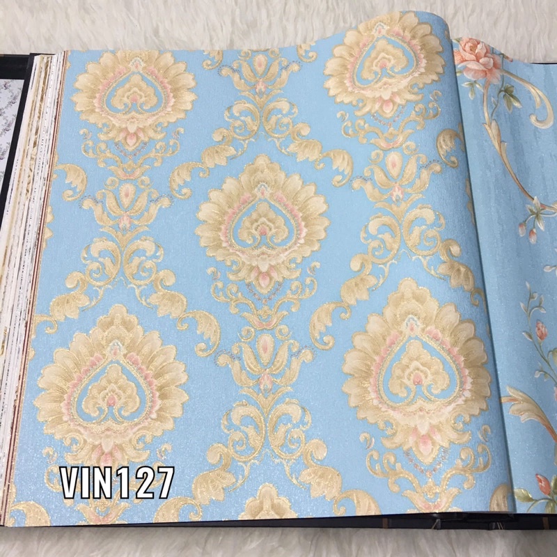 Wallpaper Dinding Premium Klasik Gold Biru Merah Vincenzo