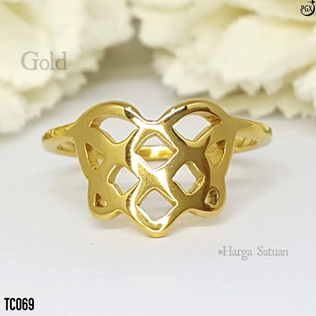 PGX Cincin Titanium Couple Tunangan Aksesoris Fashion Perhiasan Anti Karat - TC069