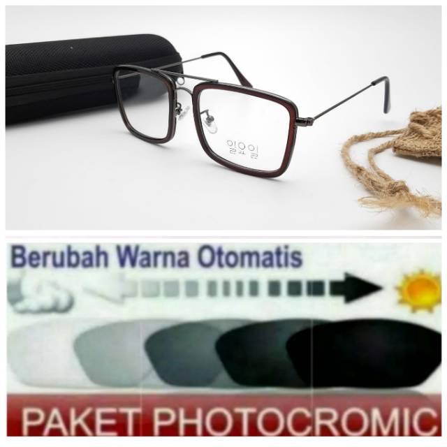 Frame Kacamata Trendy Anti UV PHOTOCROMIC, Kaca mata Minus, Kacamata Pria &amp; Wanita, Kaca mata Plus