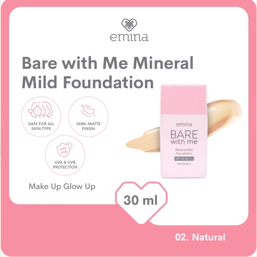 ⭐️ Beauty Expert ⭐️ Emina Bare With Me Mineral Mild Foundation | BPOM SALE | ORI 100%