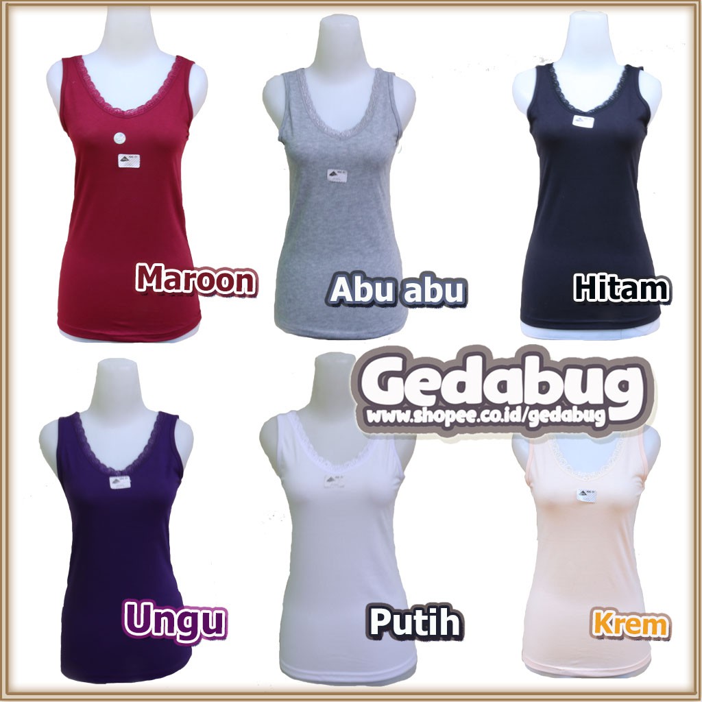 Tangtop Lutty RENDA LEBAR | Pakaian dalam wanita tank top warna - Gedabug