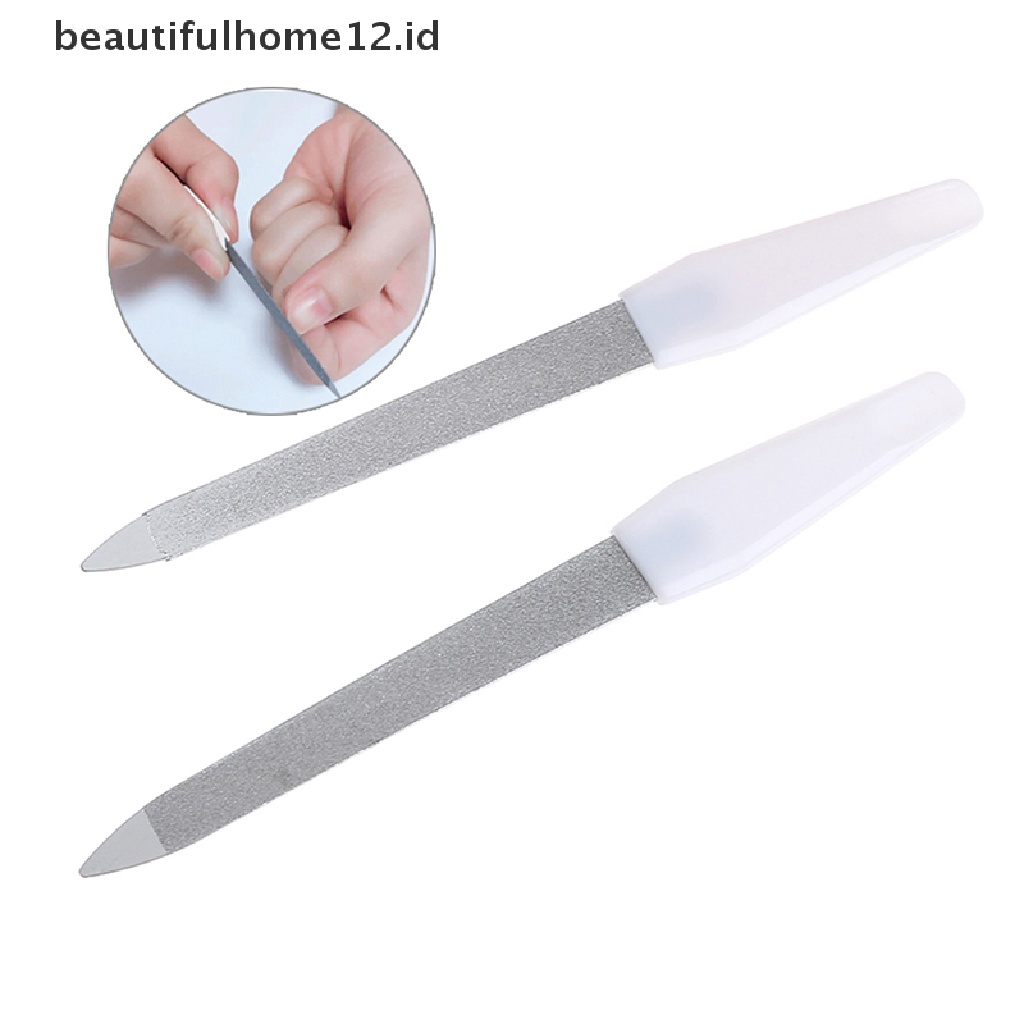 (Beautifulhome12.Id) Kikir Kuku Dua Sisi Bahan Stainless Steel Untuk Manicure / Pedicure