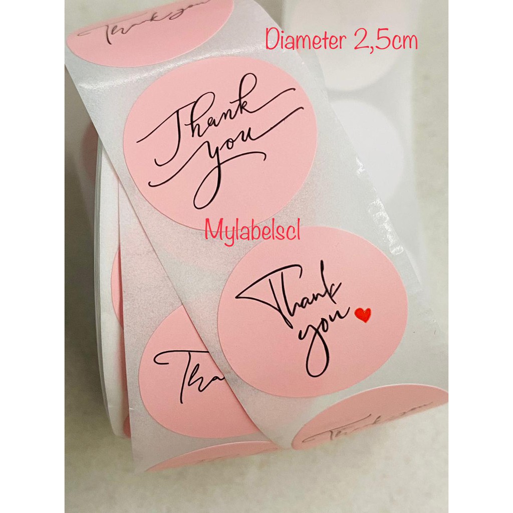 

Stiker Label Sticker Pink Handwriting Thank you Order Segel Seal Pastel