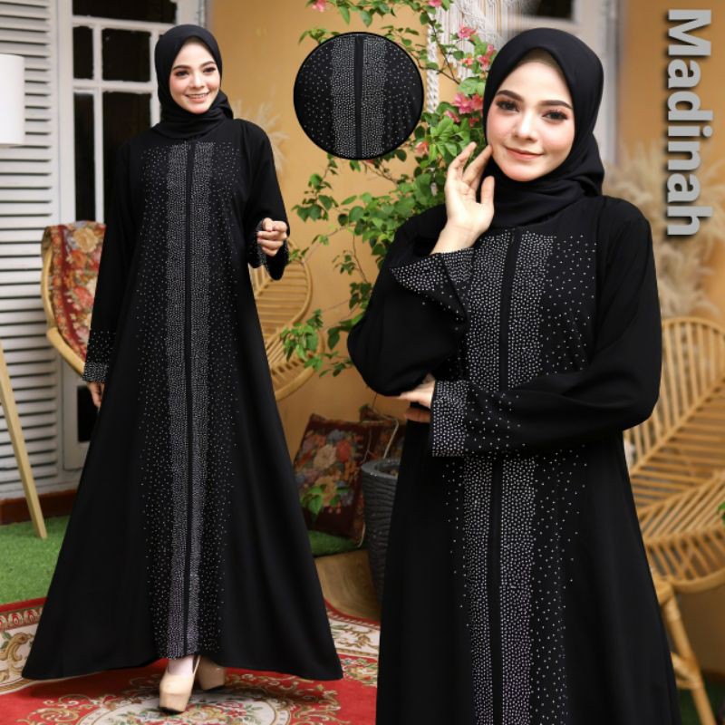 GALLERY EXCLUSIVE ABAYA HITAM MADINAH RESLETING DEPAN BUSUI