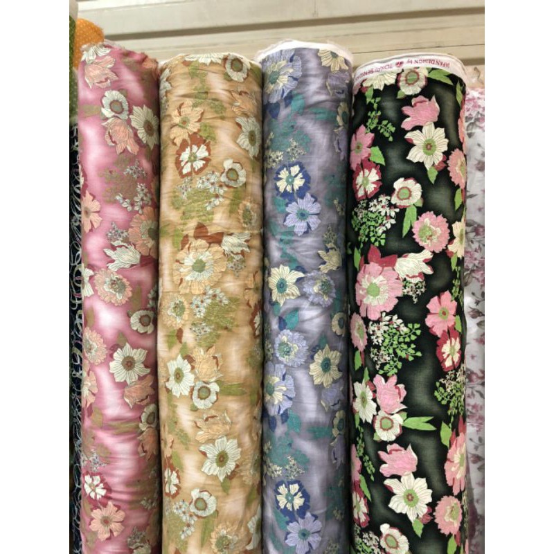 bahan kain katun jepang catoon catton japan desain motif bunga besar