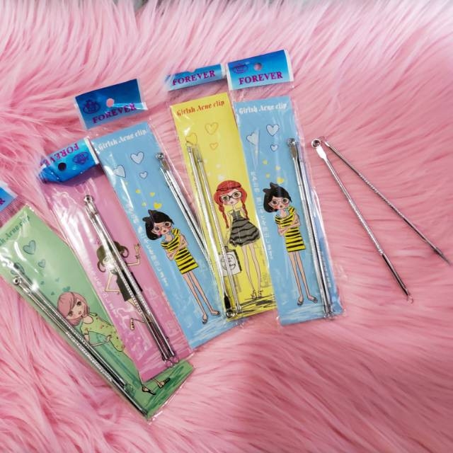 PINSET KOMEDO PREMIUM / PINSET KOMEDO SET ISI 2 / PINSET KOMEDO DAN JERAWAT STAINLESS SET