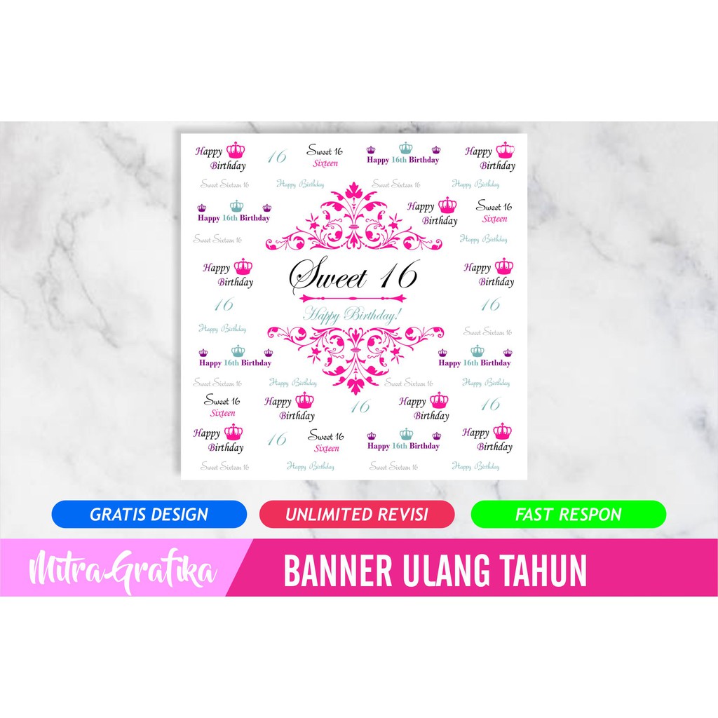 Backdrop Ultah Background Wallpapper Banner Ulang Tahun Remaja 1x1meter Shopee Indonesia