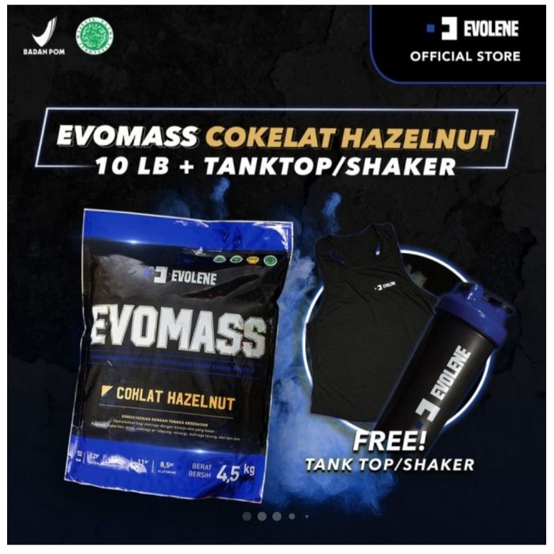 

EVO EVOMASS 10LBS (4,5KG) COKLAT HAZELNUT,SUSU PENAMBAH BERAT BADAN