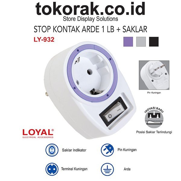 Stop Kontak Arde Plus Steker Saklar On Off Lubang 1 Kualitas Bagus LOYAL