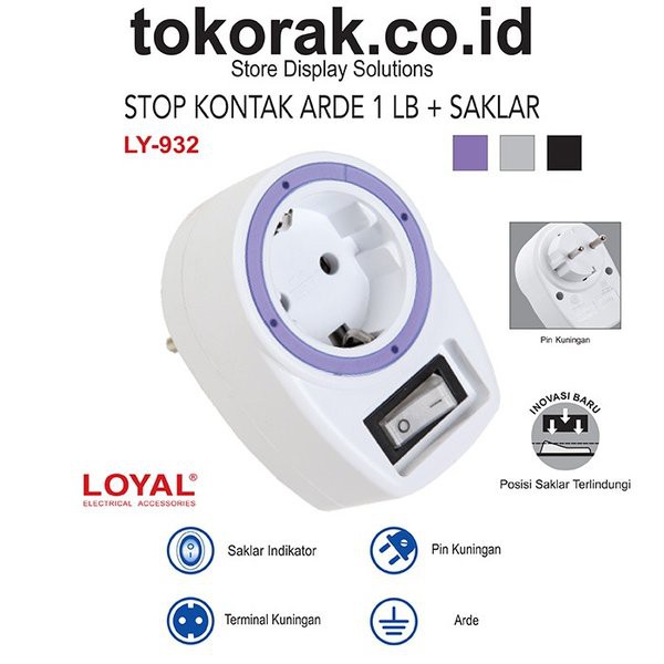 Stop kontak listrik Plus saklar steker lampu Lubang 1 Merk Loyal