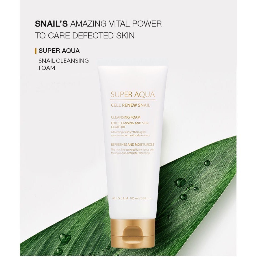 [BPOM] MISSHA Super Aqua Snail Cleansing Foam (100ml)