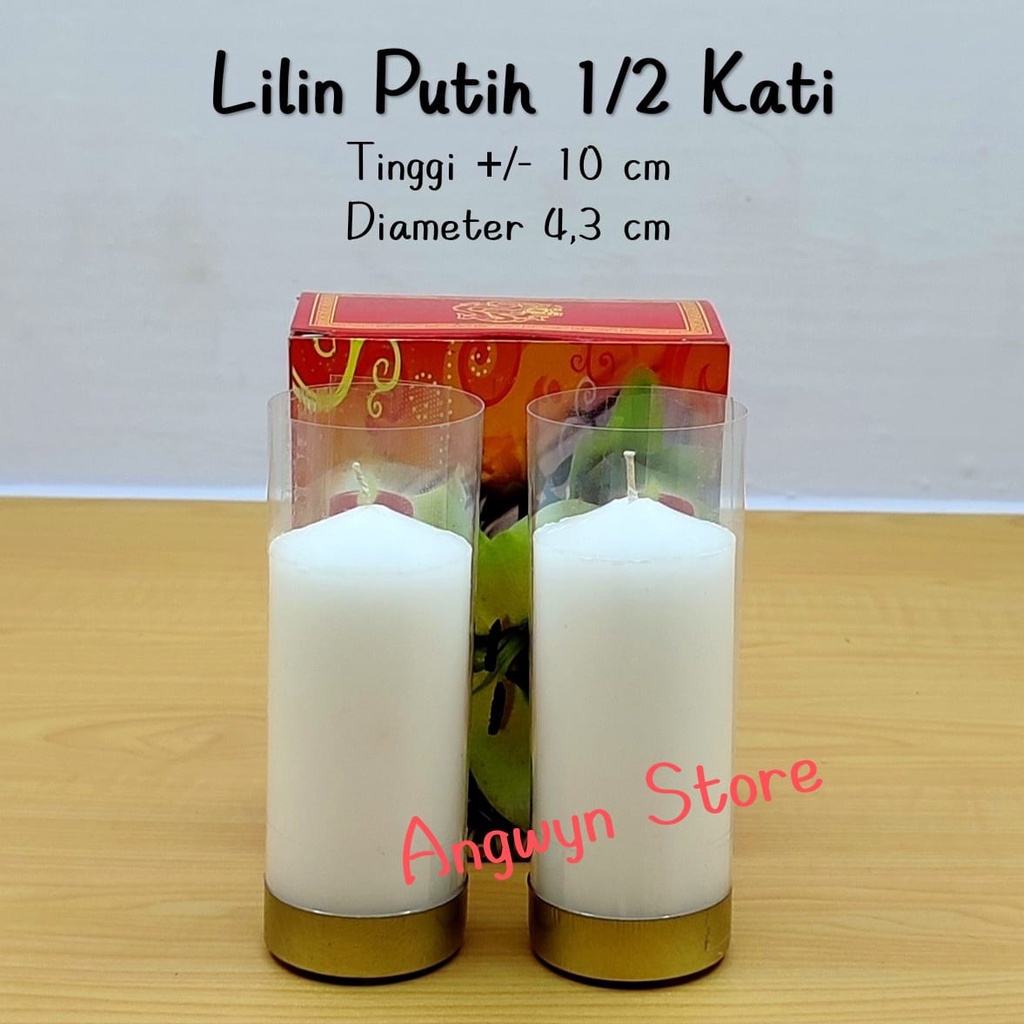 Lilin Putih Jumbo Polos / Lilin Ibadah 1/2 Kati isi 2 pcs