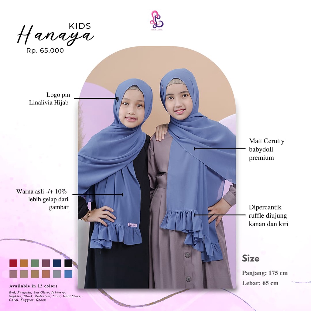 Pashmina Hanaya Kids by LinaLivia Hijab