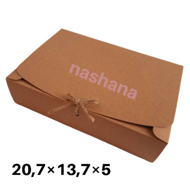 

5 pcs, Box Packaging bahan Browncraft (20,7×13,7×5) dengan tali