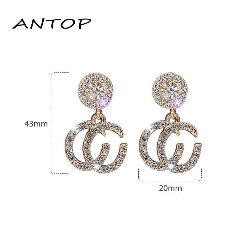 Anting Tusuk Sterling Silver 925 Hypoallergenic Hias Berlian Imitasi Mewah Untuk Wanita
