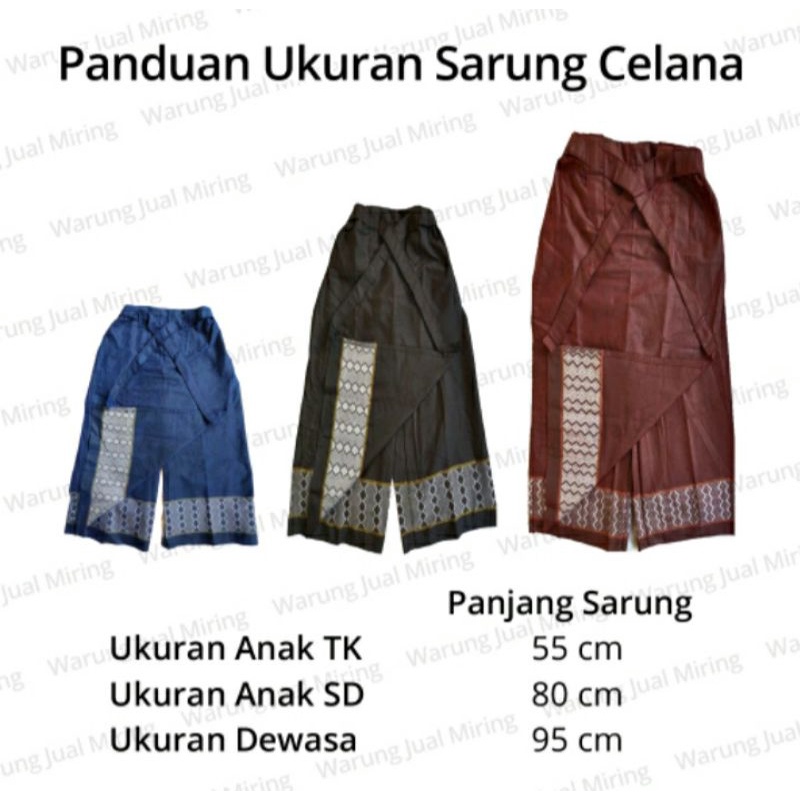 Sarung Celana Anak &amp; Dewasa Instan - TK SD SMP SMA - Kain Sarcel Celsar Celarung Panjang Polos Motif